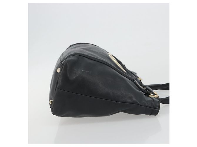 GUCCI Nuovo sacca Brit in pelle nera e oro 162094 Auth bs36279 Nero D'oro - vista 4