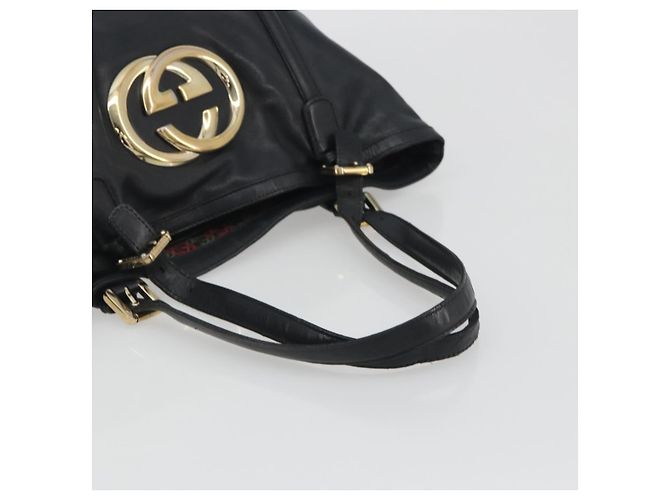 GUCCI Nuovo sacca Brit in pelle nera e oro 162094 Auth bs36279 Nero D'oro - vista 7