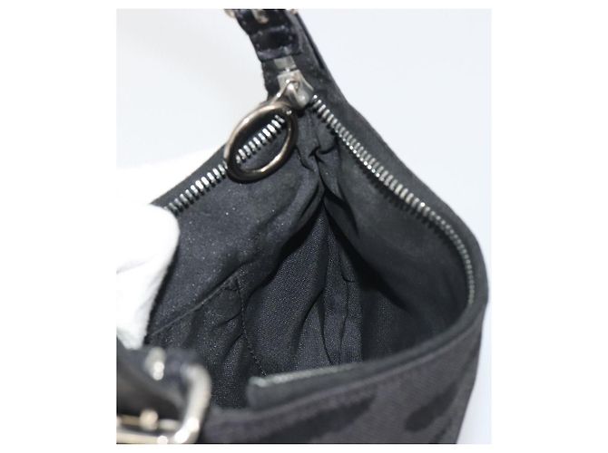 Borsa a Spalla FENDI Zucchino Canvas Marrone Scuro Argento Auth 193139V - vista 17