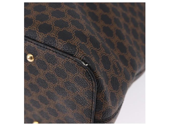 Céline CELINE Macadam Canvas Kreis Schultertasche PVC Schwarz Gold Authentisch am12198V Golden - Ansicht 13