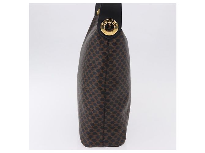 Céline CELINE Macadam Canvas Kreis Schultertasche PVC Schwarz Gold Authentisch am12198V Golden - Ansicht 4