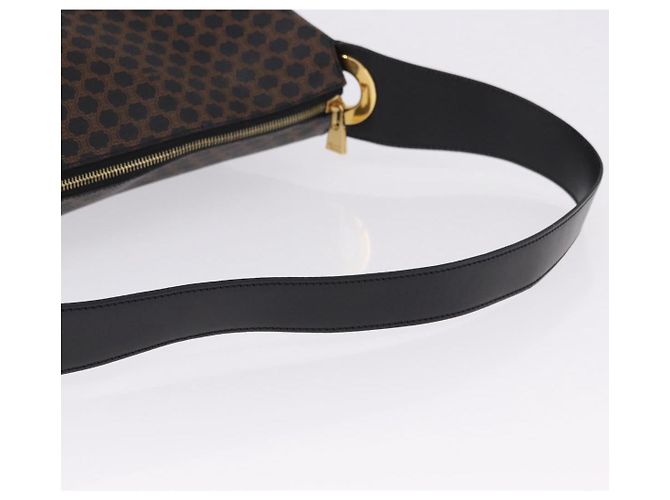 Céline CELINE Macadam Canvas Kreis Schultertasche PVC Schwarz Gold Authentisch am12198V Golden - Ansicht 7