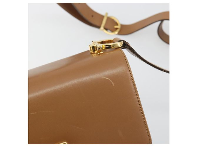 Salvatore Ferragamo Gancini Schultertasche Leder Braun Gold Auth 193110 Golden - Ansicht 15