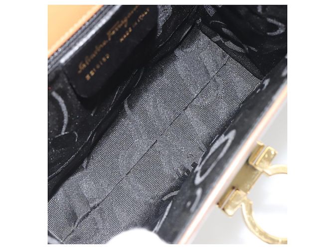 Salvatore Ferragamo Gancini Schultertasche Leder Braun Gold Auth 193110 Golden - Ansicht 18