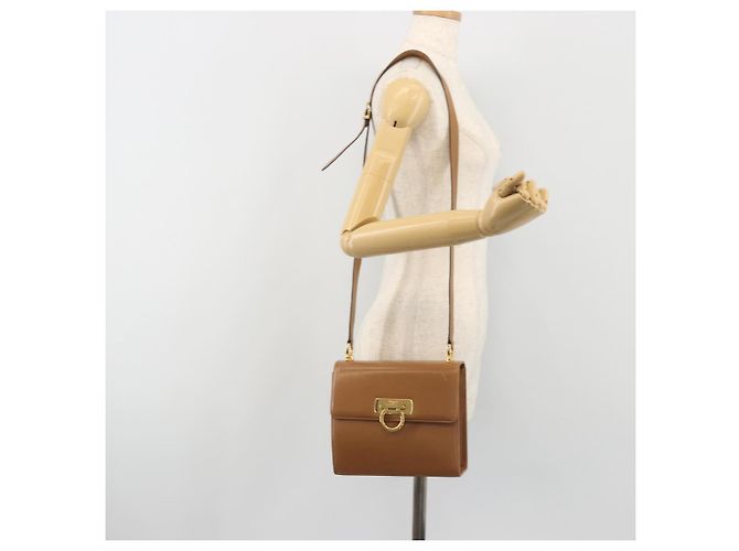 Salvatore Ferragamo Gancini Schultertasche Leder Braun Gold Auth 193110 Golden - Ansicht 23