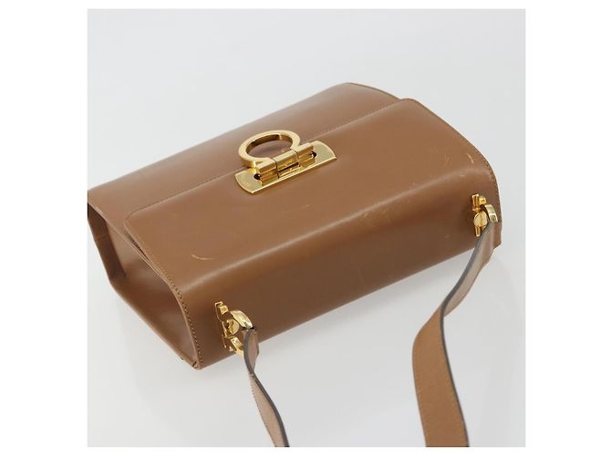 Salvatore Ferragamo Gancini Schultertasche Leder Braun Gold Auth 193110 Golden - Ansicht 6