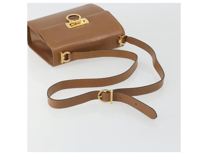 Salvatore Ferragamo Gancini Schultertasche Leder Braun Gold Auth 193110 Golden - Ansicht 7