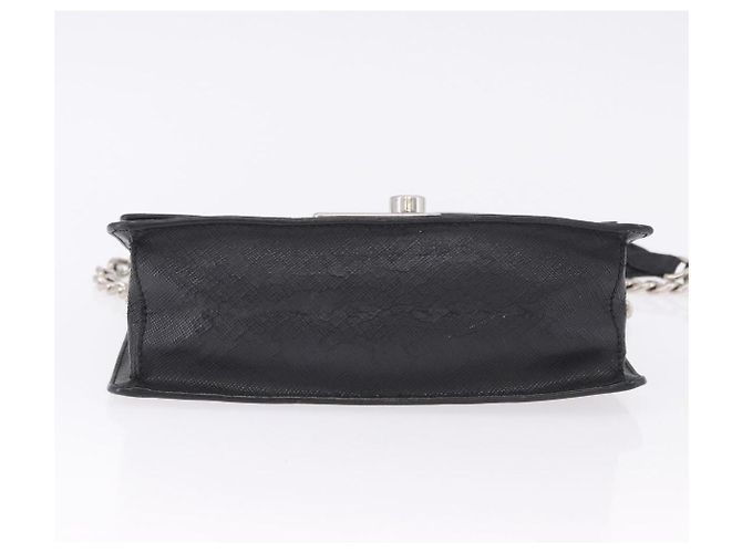 Saffiano Borsa a Spalla con Catena PRADA in pelle Safiano Nero Argento Auth ka5415 - vista 10