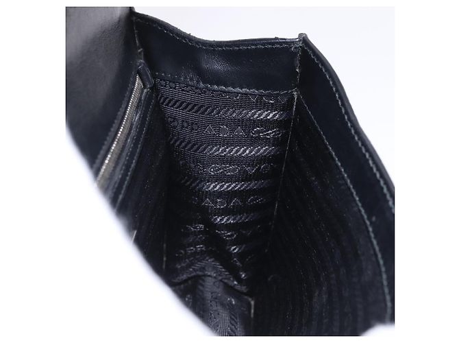 Saffiano Borsa a Spalla con Catena PRADA in pelle Safiano Nero Argento Auth ka5415 - vista 21