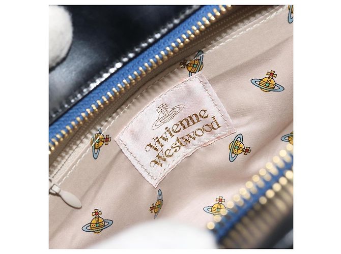 Borsa Vivienne Westwood in tela blu e oro Auth 194607A D'oro - vista 16