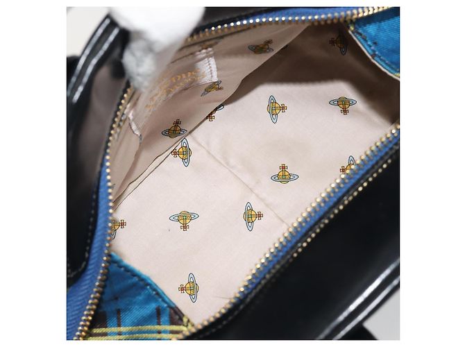 Borsa Vivienne Westwood in tela blu e oro Auth 194607A D'oro - vista 17