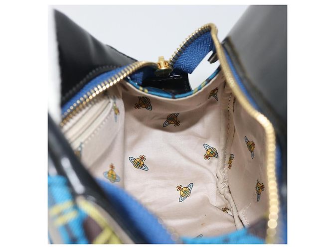 Borsa Vivienne Westwood in tela blu e oro Auth 194607A D'oro - vista 18