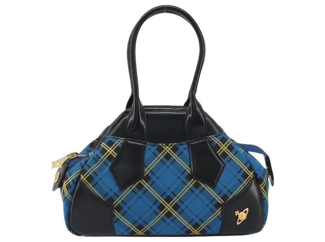 Borsa Vivienne Westwood in tela blu e oro Auth 194607A D'oro - vista 2