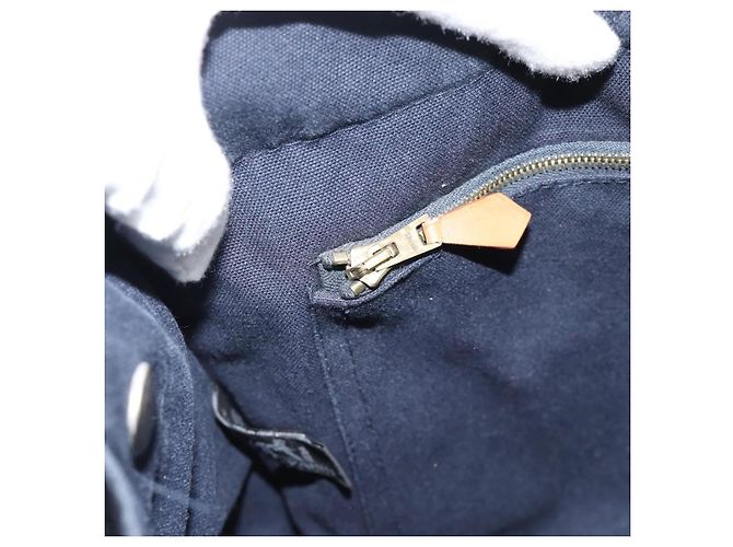 Hermès Borsa Fourre Tout MM HERMES in tela blu navy e argento Auth fm5406 - vista 17