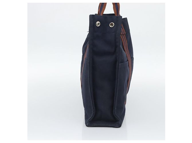 Hermès Borsa Fourre Tout MM HERMES in tela blu navy e argento Auth fm5406 - vista 4