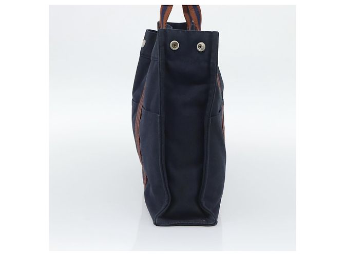 Hermès Borsa Fourre Tout MM HERMES in tela blu navy e argento Auth fm5406 - vista 5