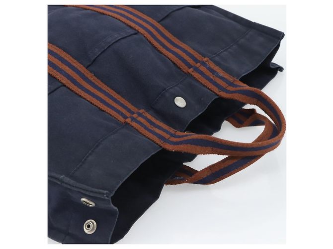 Hermès Borsa Fourre Tout MM HERMES in tela blu navy e argento Auth fm5406 - vista 6
