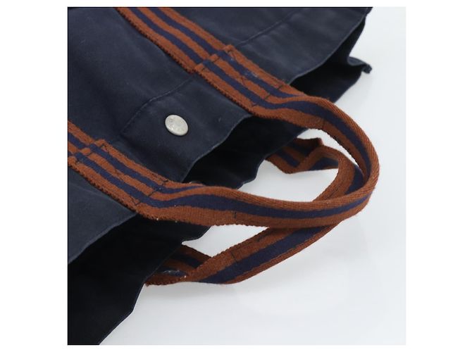 Hermès Borsa Fourre Tout MM HERMES in tela blu navy e argento Auth fm5406 - vista 7