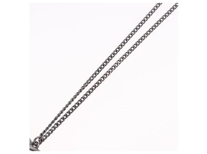 Collana CHANEL COCO Mark Stone in metallo argento CC Autentica yk20638M - vista 10