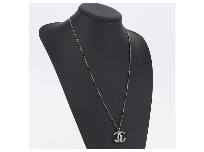 Collana CHANEL COCO Mark Stone in metallo argento CC Autentica yk20638M - vista 16