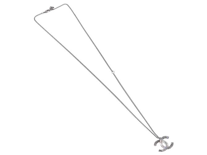 Collana CHANEL COCO Mark Stone in metallo argento CC Autentica yk20638M - vista 2