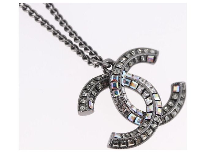Collana CHANEL COCO Mark Stone in metallo argento CC Autentica yk20638M - vista 3