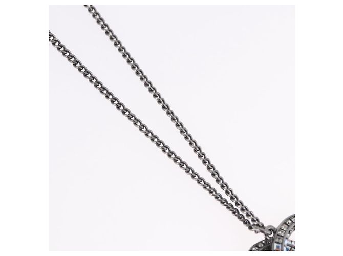Collana CHANEL COCO Mark Stone in metallo argento CC Autentica yk20638M - vista 4