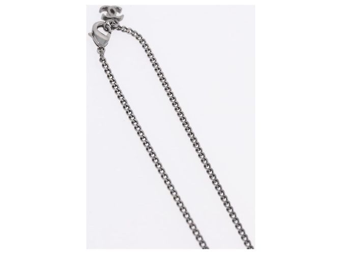 Collana CHANEL COCO Mark Stone in metallo argento CC Autentica yk20638M - vista 8