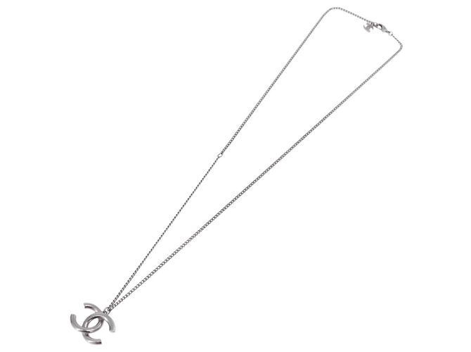 Collana CHANEL COCO Mark Stone in metallo argento CC Autentica yk20638M - vista 9