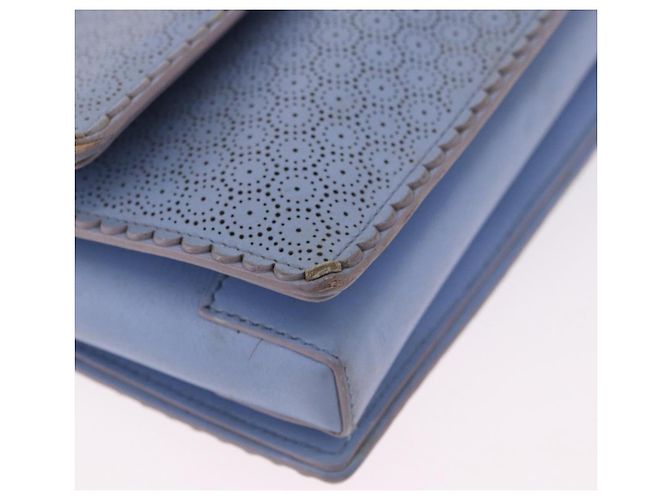 Borsa a Spalla Salvatore Ferragamo Vala Chain in Pelle Blu e Oro Autentica BA14158 D'oro - vista 10