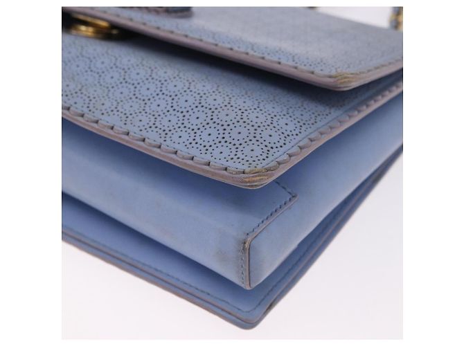 Borsa a Spalla Salvatore Ferragamo Vala Chain in Pelle Blu e Oro Autentica BA14158 D'oro - vista 11