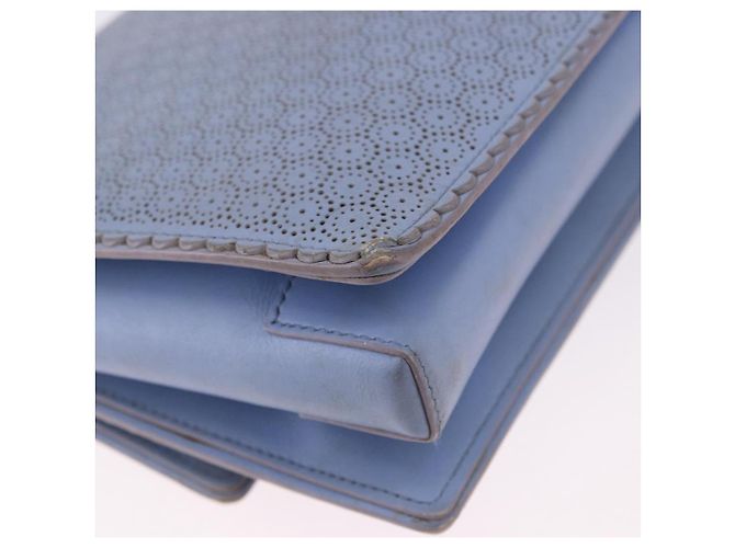 Borsa a Spalla Salvatore Ferragamo Vala Chain in Pelle Blu e Oro Autentica BA14158 D'oro - vista 12