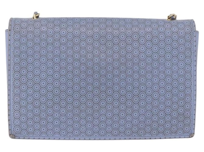 Borsa a Spalla Salvatore Ferragamo Vala Chain in Pelle Blu e Oro Autentica BA14158 D'oro - vista 3