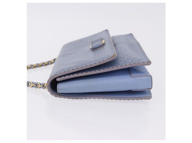 Borsa a Spalla Salvatore Ferragamo Vala Chain in Pelle Blu e Oro Autentica BA14158 D'oro - vista 5