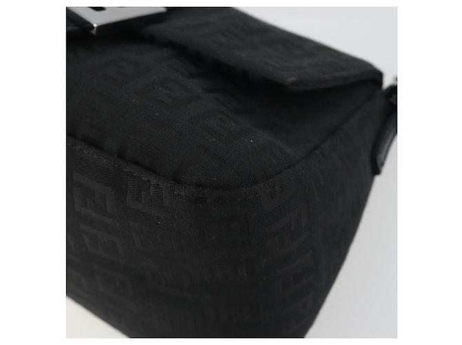 FENDI Zucchino Canvas Mamma Baguette Borsa a Spalla Nera Argento Auth ki6734M Nero - vista 10