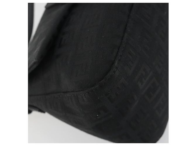 FENDI Zucchino Canvas Mamma Baguette Borsa a Spalla Nera Argento Auth ki6734M Nero - vista 11