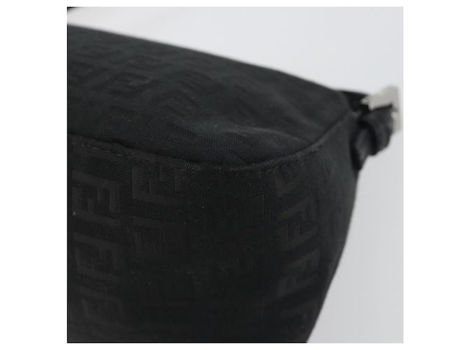FENDI Zucchino Canvas Mamma Baguette Borsa a Spalla Nera Argento Auth ki6734M Nero - vista 12
