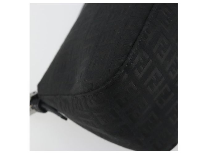 FENDI Zucchino Canvas Mamma Baguette Borsa a Spalla Nera Argento Auth ki6734M Nero - vista 13