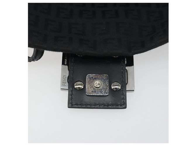 FENDI Zucchino Canvas Mamma Baguette Borsa a Spalla Nera Argento Auth ki6734M Nero - vista 17