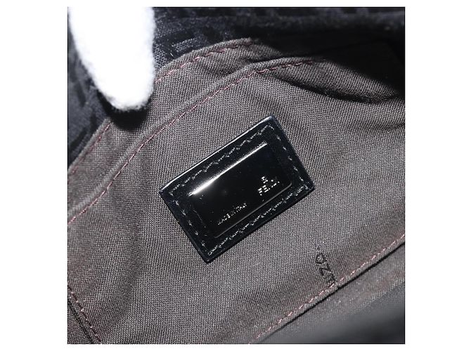 FENDI Zucchino Canvas Mamma Baguette Borsa a Spalla Nera Argento Auth ki6734M Nero - vista 18
