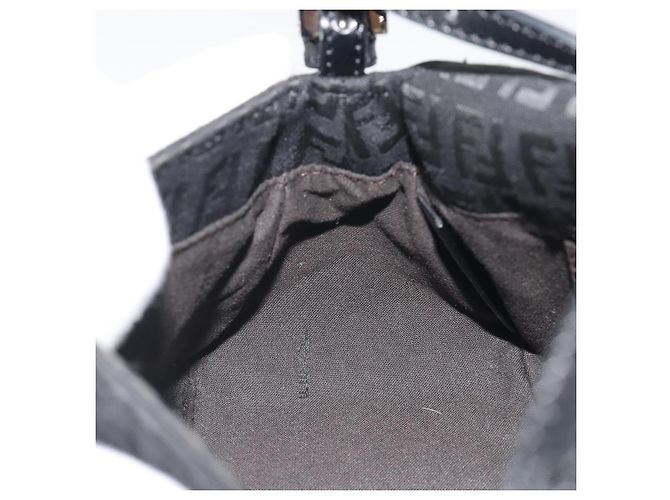 FENDI Zucchino Canvas Mamma Baguette Borsa a Spalla Nera Argento Auth ki6734M Nero - vista 21