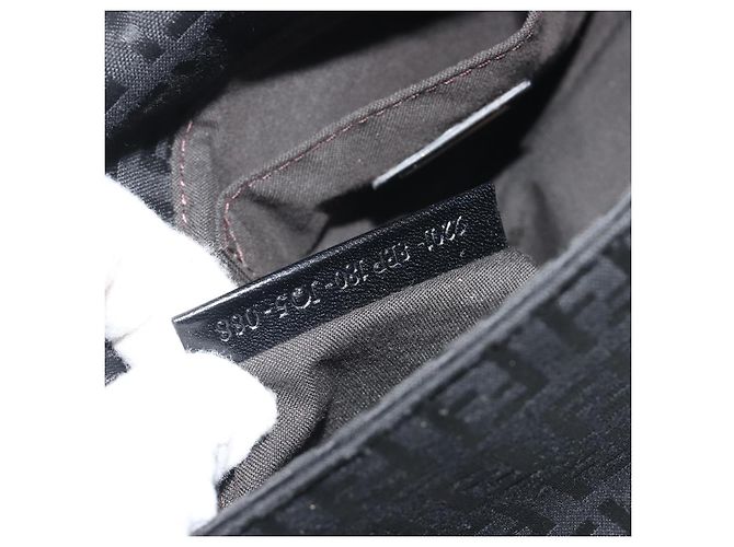 FENDI Zucchino Canvas Mamma Baguette Borsa a Spalla Nera Argento Auth ki6734M Nero - vista 23