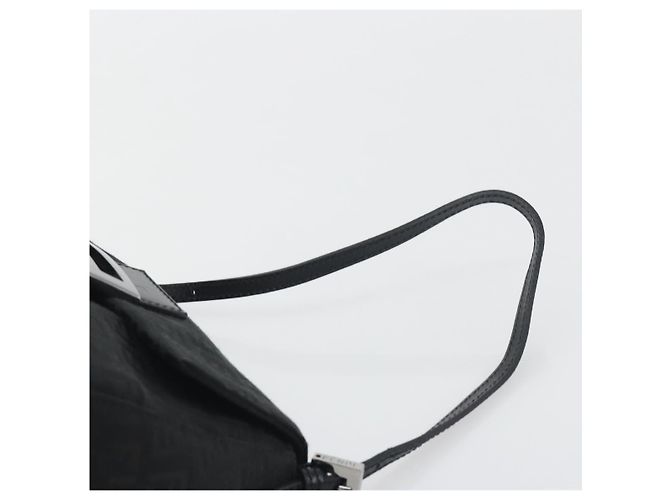 FENDI Zucchino Canvas Mamma Baguette Borsa a Spalla Nera Argento Auth ki6734M Nero - vista 8