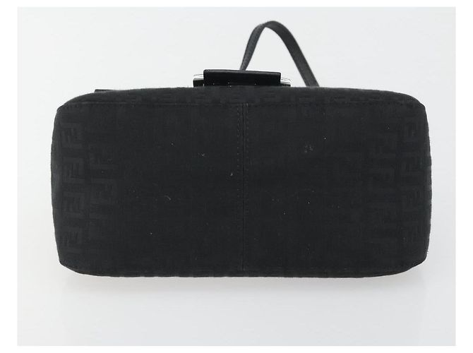 FENDI Zucchino Canvas Mamma Baguette Borsa a Spalla Nera Argento Auth ki6734M Nero - vista 9