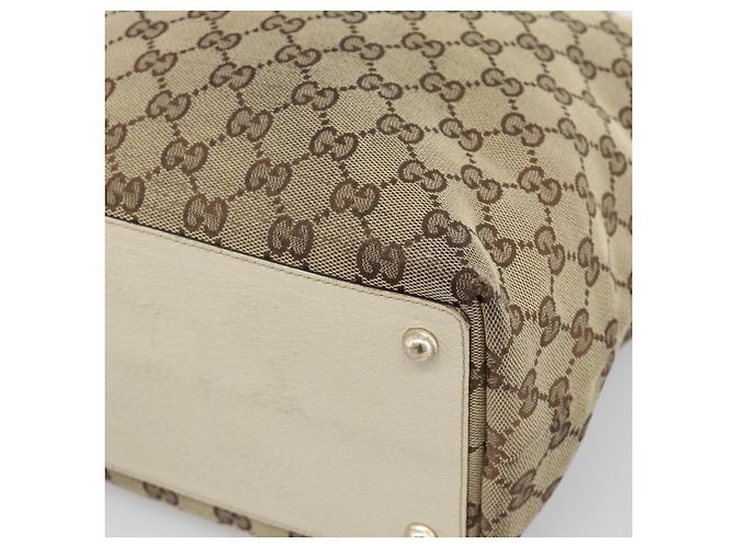 Borsa Tote GUCCI GG Canvas Beige Oro 120836 Auth BA14113 D'oro - vista 10