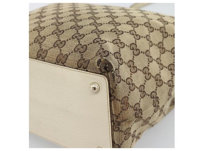 Borsa Tote GUCCI GG Canvas Beige Oro 120836 Auth BA14113 D'oro - vista 12