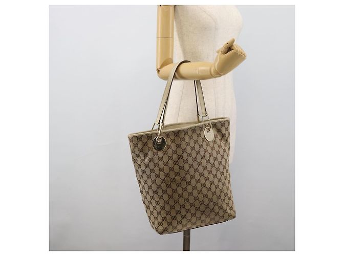 Borsa Tote GUCCI GG Canvas Beige Oro 120836 Auth BA14113 D'oro - vista 21