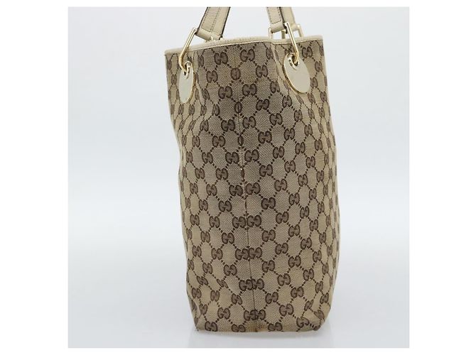 Borsa Tote GUCCI GG Canvas Beige Oro 120836 Auth BA14113 D'oro - vista 4