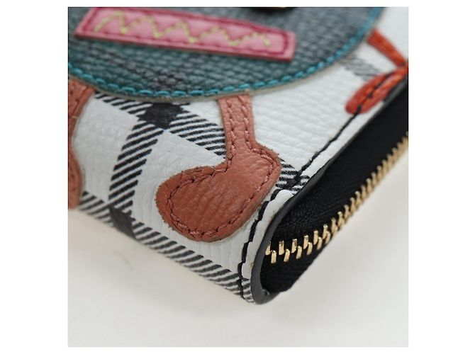 BURBERRY Christine Applique Round Wallet Leather Multicolor Gold Auth am12140V Multicolore D'oro - vista 10