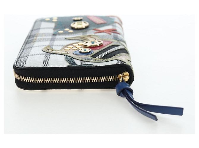 BURBERRY Christine Applique Round Wallet Leather Multicolor Gold Auth am12140V Multicolore D'oro - vista 5